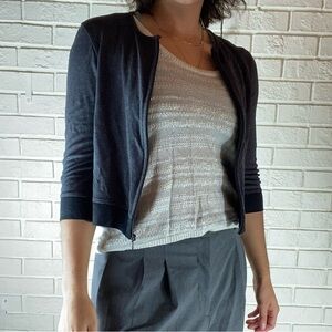 The Limited grey cropped zip up blouse/jacket